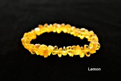 Genuine Natural Baltic amber Chip Beads Elastic bracelet anklet Lemon