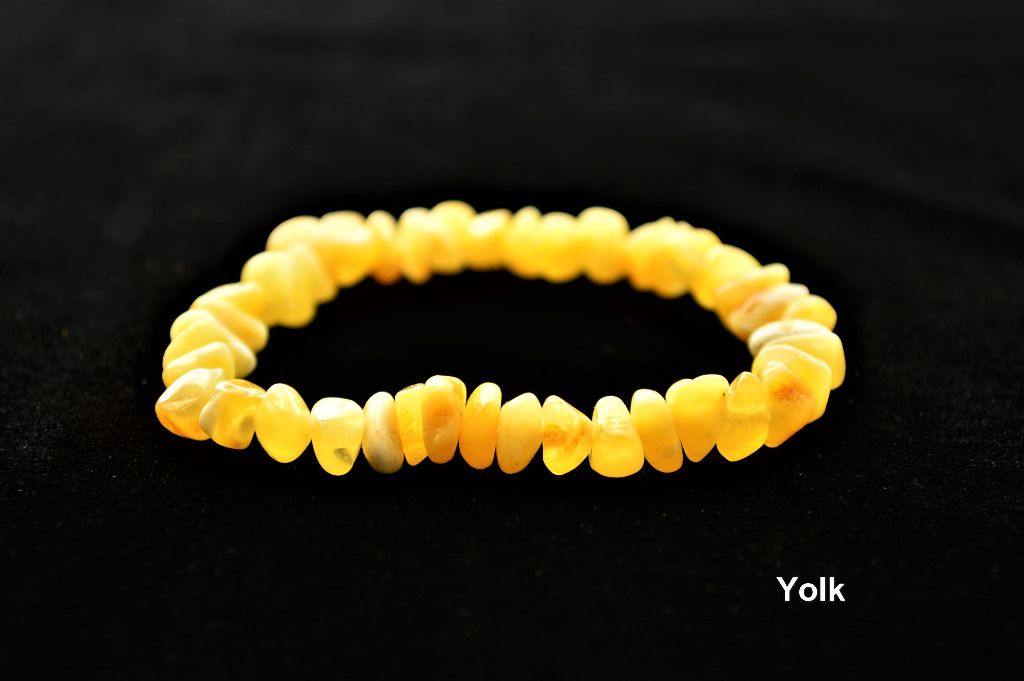 Genuine Natural Baltic amber Chip Beads Elastic bracelet anklet Yolk Butterscotch